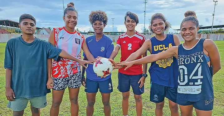 Labasa women football team preparing for Suva this weekend, (from left) Patricia, Laite Matebalavu, Sofi Diyalowai, Sindhika Shayal, Anasimeci Volitikoro and Adi Vulitikoro. Photo: Sampras Anand