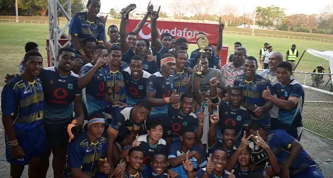 Ba Provincial Freebird Institute Under-18 rugby players, teachers and supporters after their 16-13 win over Natabua High School on September 10, 2022. Photo: Waisea Nasokia