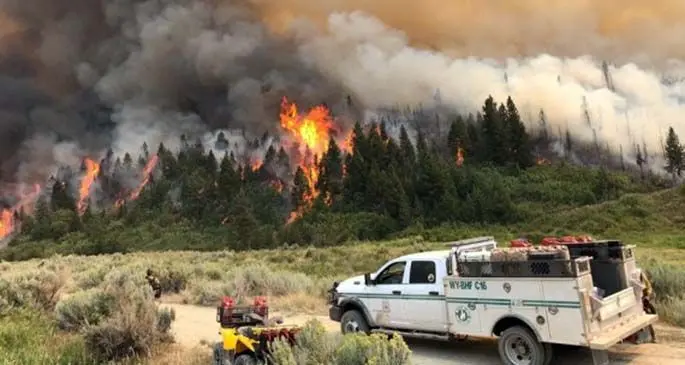 Extreme fire behavior is seen on the north side of the Pine Gulch Fire in Colorado, the United States, on Aug. 7, 2020. (Photo credit: Facebook account of Pine Gulch Fire)