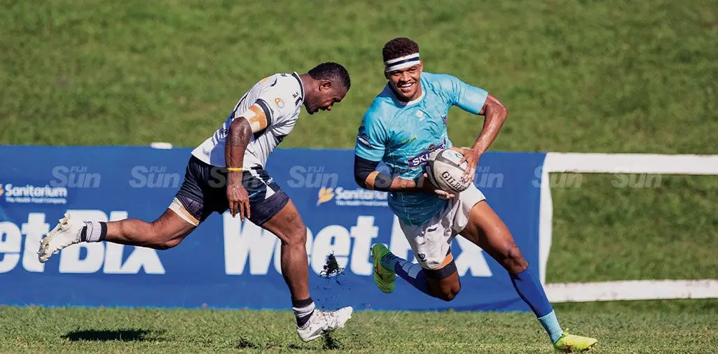 Suva winger Sakiusa Siqila runs in to score the final try against Nadroga during their Skipper Cup clash at Lawaqa