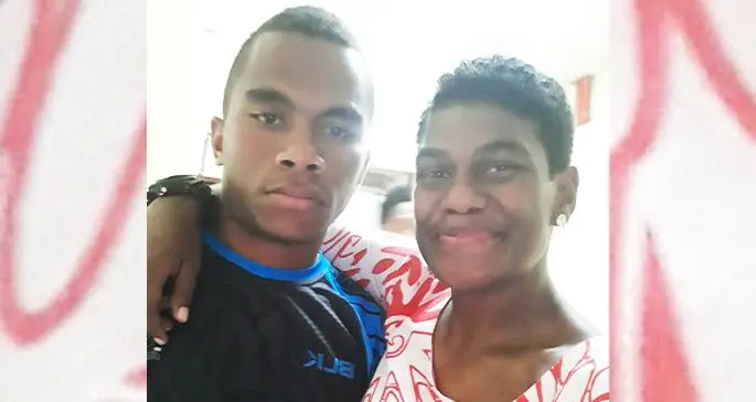 Cathrine Baleinagaga, 23, with close friend, the late Police Constable Siuta Niumatawalu.