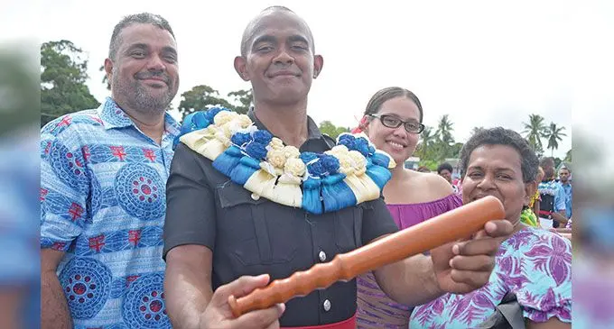 Baton of Honour recipient Police Constable Alfred Simmons and his namesake father, mother Kacalini Rusila, (right), and friend Sarah Peckham. Photo: Ronald Kumar