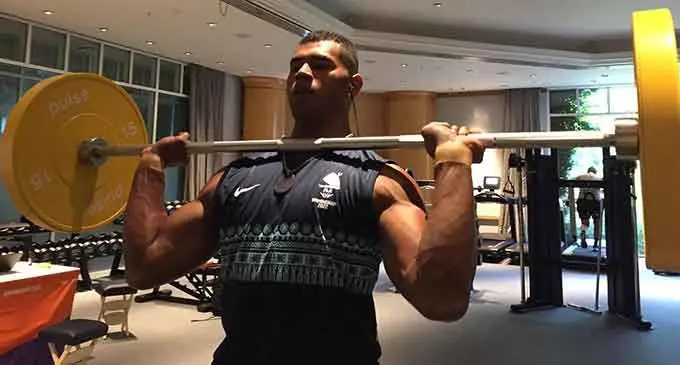 Taniela Rainibogi trains at the Birmingham Hilton Metropolitan in England on July 23, 2022. Photo: Supplied