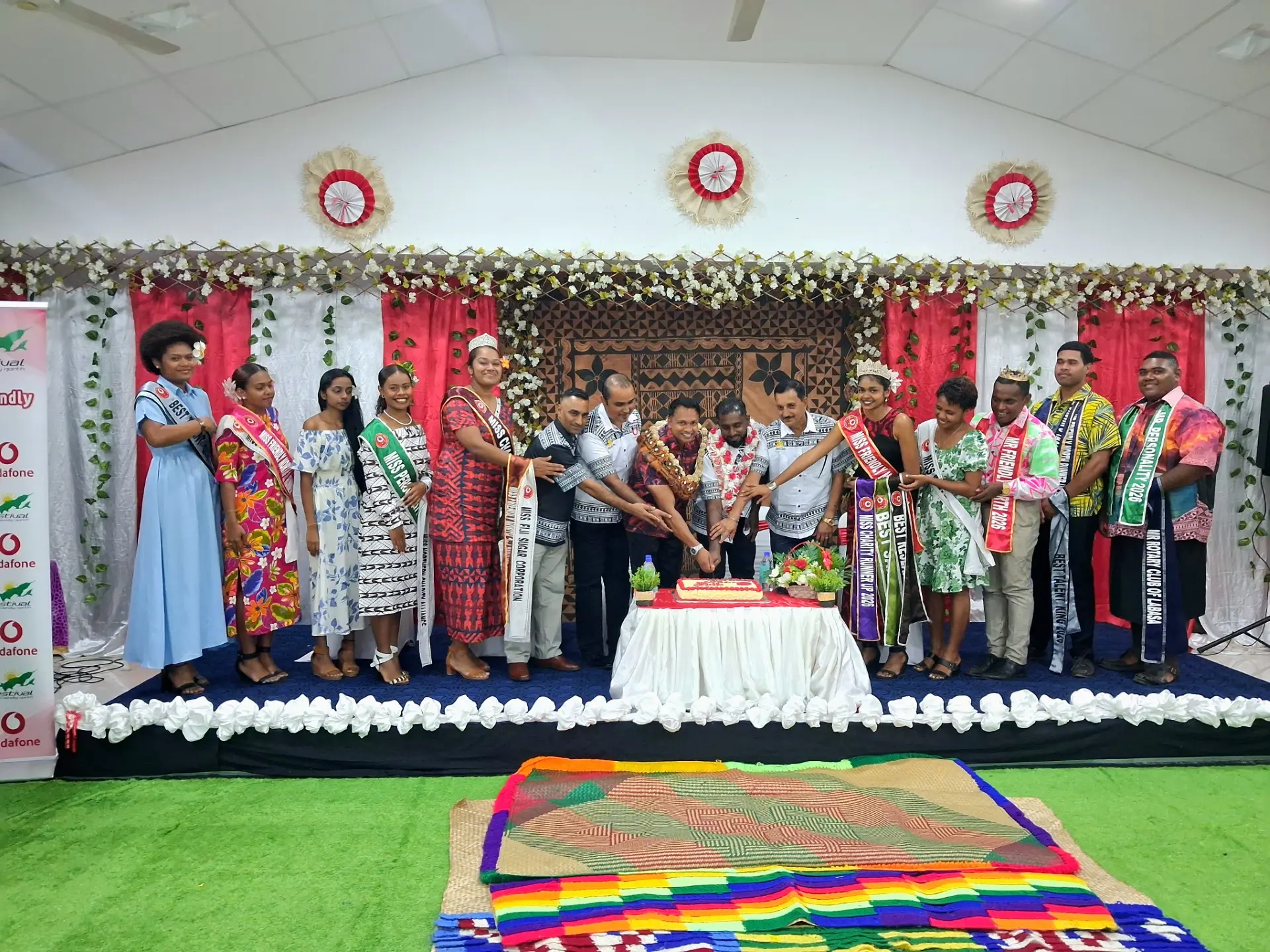 Vodafone Festival of Friendly North committee president Mohammed Saiyum (seventh from right) with chief guest and Vodafone Fiji Limited regional chief marketing officer Rajnesh Prasad (eighth from left), committee members and contestants during Thanksgiving Night at the Fiji Football Association headquarters in Labasa on September 25, 2026. Photo: Devisha Prakash