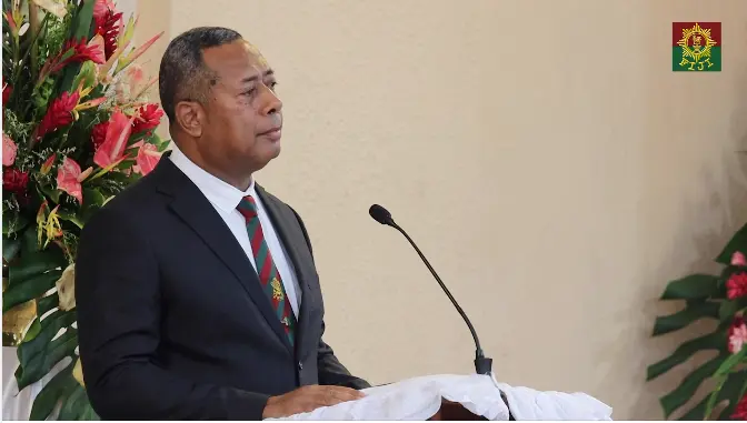 Republic of Fiji Military Forces commander Major-General Ro Jone Kalouniwai during the RFMF family church service at Centenary Church in Suva this morning.
