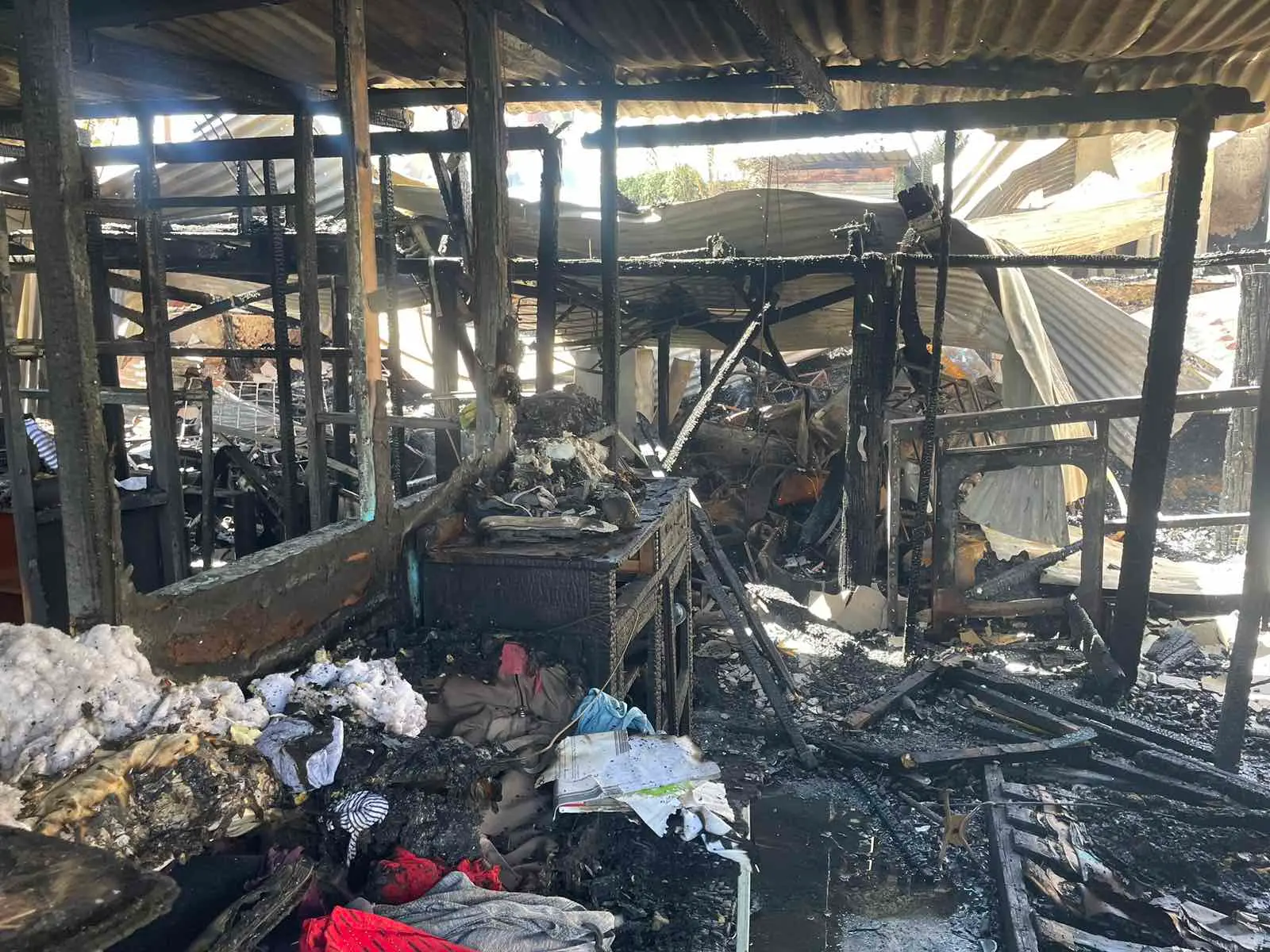 The inside of the flats that were destroyed by the fire this morning.