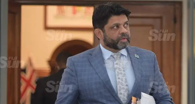 Attorney General and Minister for Economy Aiyaz Saiyed-Khaiyum outside Parliament May 25, 2020. Photo: Ronald Kumar.