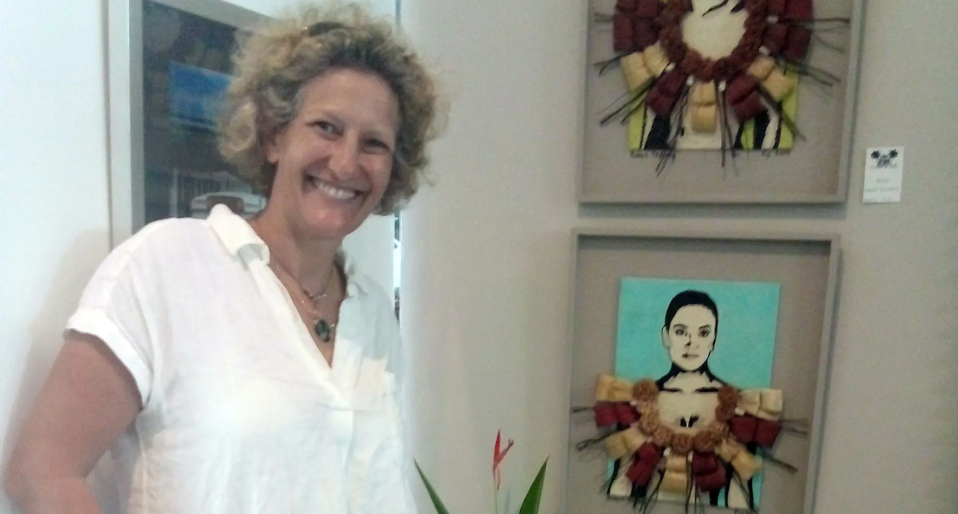   Artist Alice Hill at the Loma ni Vale exhibition. Photo: Elena Lauwai 