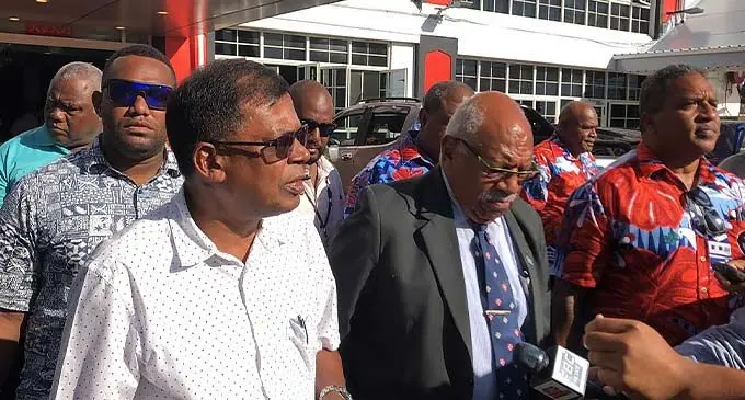 NFP leader Biman Prasad (left) with the People’s Alliance (PA) leader, Sitiveni Rabuka.