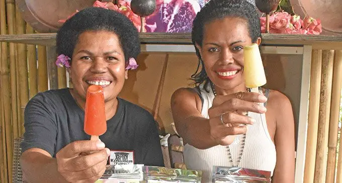 From left: Emarita Nai with her sister and Kavalicious Taveuni founder, Ana Malumuvatu ,at their residence in Martintar, Nadi.   Photo: Waisea Nasokia