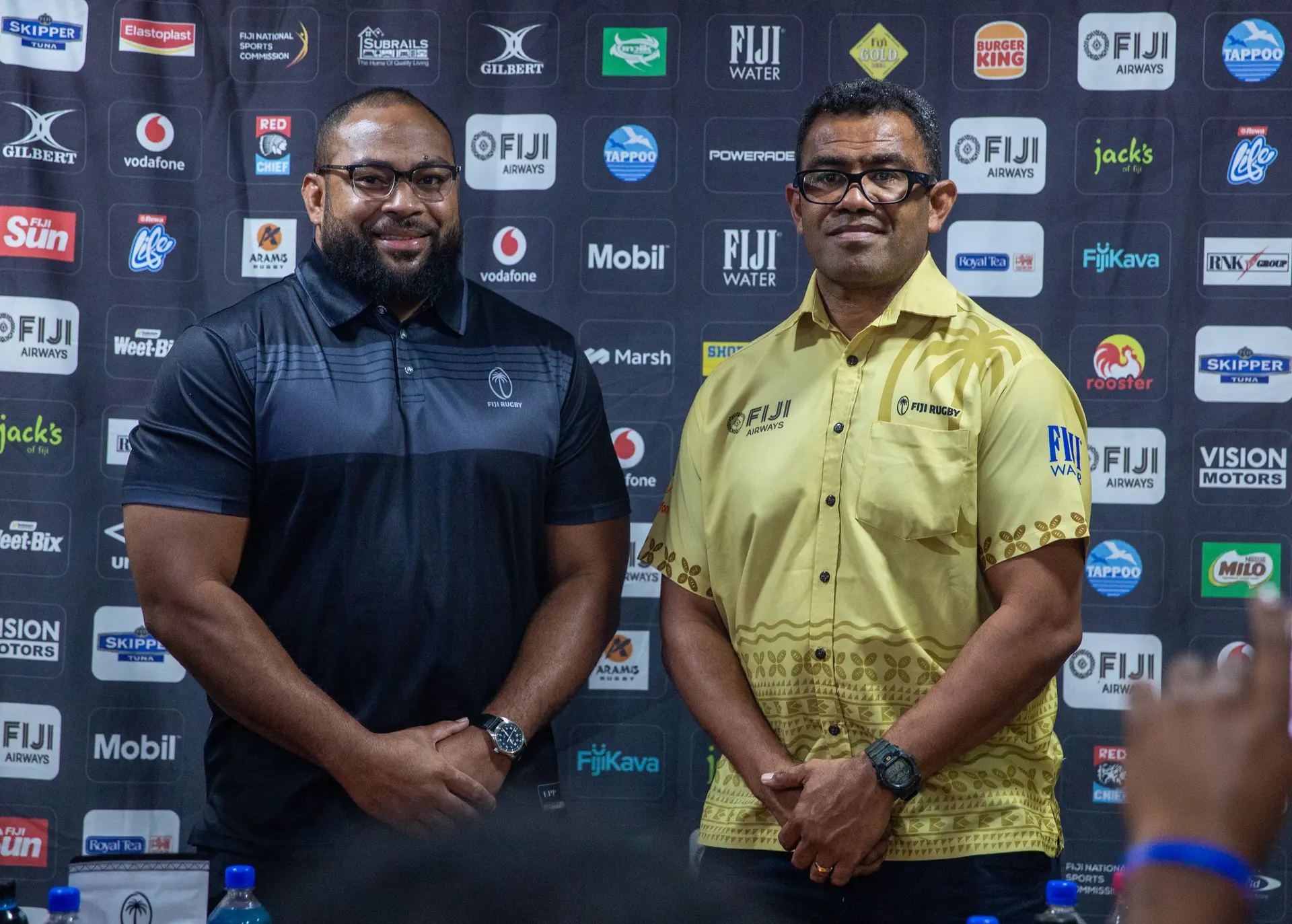  Newly appointed Fiji Rugby Union's Head of Men's High-Performance Andrew Durutalo and Fiji Rugby General Manager High-Performance Nacani Cawanibuka at the Fiji Rugby headquarters in Suva in September 14, 2026.