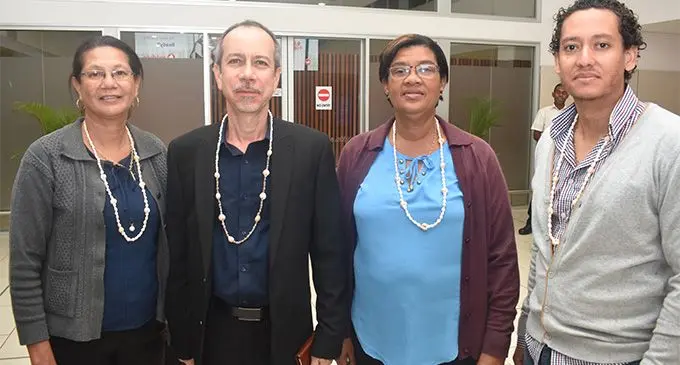 Arriving for the Conference of Commonwealth Education Ministers were the Seychelles delegation. From left: Principal Secretary for Early Chidhood, primary and secondary education, Odile De Comarmond, Minister for Education and Human Resource Development, Joel Morgan, Director General for Schools Odile Octave and Shane Emilie at the Nadi International Airport on February 18, 2018. Photo: Waisea Nasokia