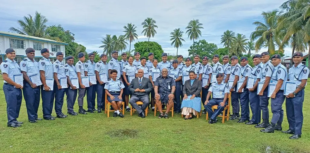 Divisional Police Commander North Senior Superintendent of Police Kemueli Baledrokadroka (seated, middle), with the workshop participants and staff at the Labasa Police Station on March 29, 2024. Photo: Shratika Naidu