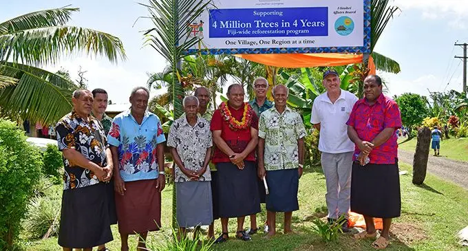 The Minister for Forests, Osea Naiqamu, launching the ‘Plant 4 Million Trees in 4 years Initiative’ in partnership with Fiji Development Bank and the iTaukei Affairs Board at Silana Village in Dawasamu, Tailevu, on 23, February 2019. Photo: DEPTFO News