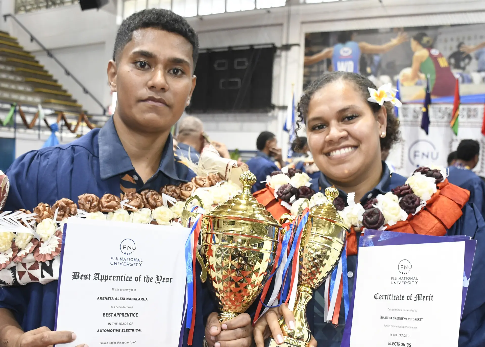 Graduates Akeneta Nabalarua and Ro Ateceta Vuidreketi during the graduation ceremony on 13 May, 2026.