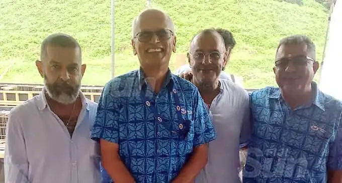 From left: Newly appointed FMF Foods Group of Companies, chief executive officer Sanjay Punja, FMF Foods Group outgoing managing director Ram Bajekal, Blue Gas managing director Ajai Punja, executive director FMF Foods Group of Companies Rohit Punja on November 19, 2020. Mr Rohit Punja has also been the general manager and director of Hari Punja and Sons Limited. Photo: Maraia Vula