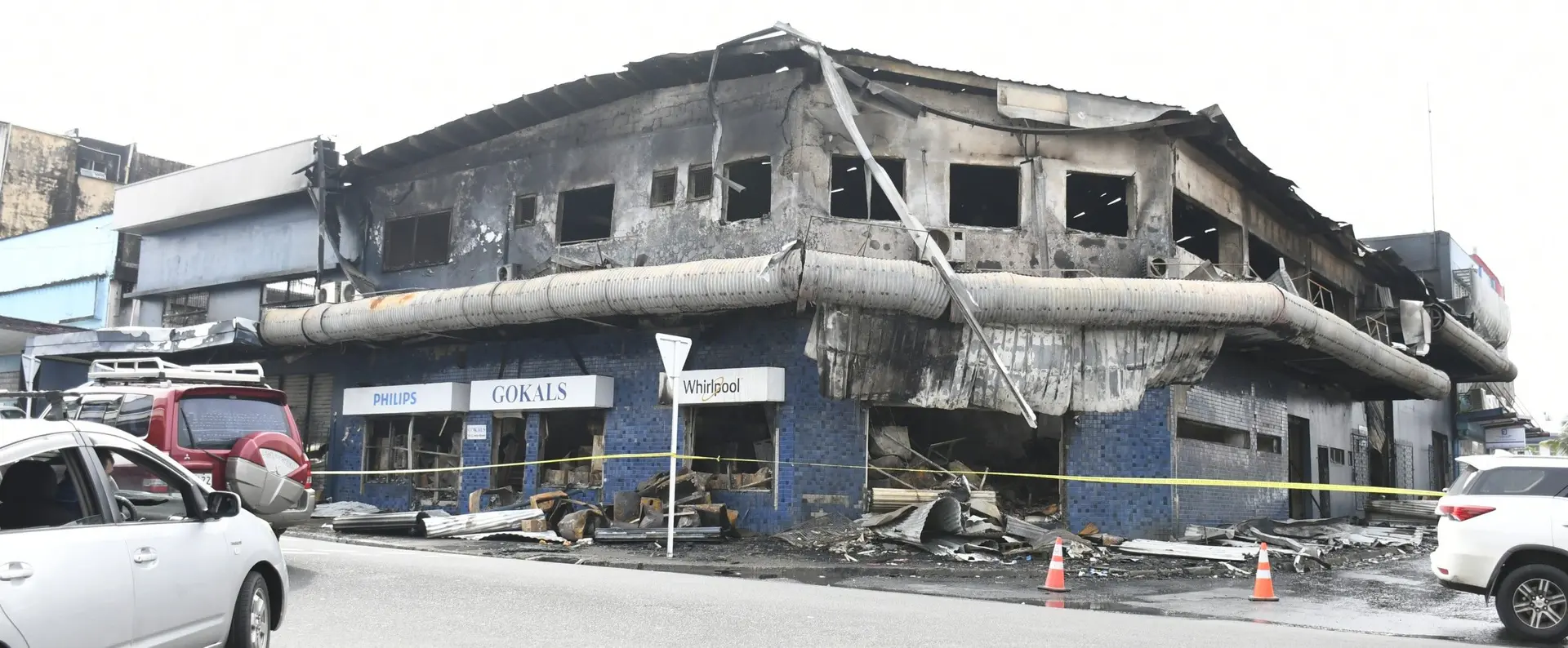 The Gokals warehouse that caught fire just after midnight on July 26. Photo: Ronald Kumar