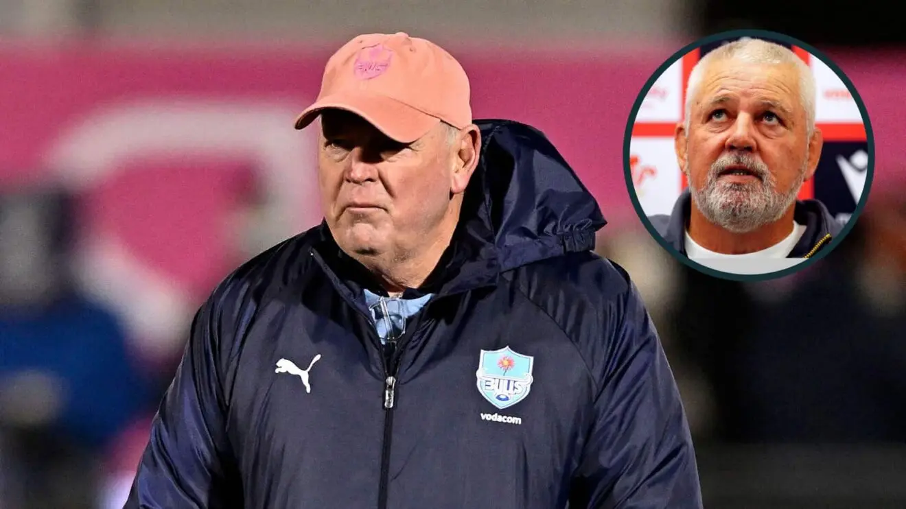 Former Springboks head coach Jake White and former Wales head coach Warren-Gatland (inset) 