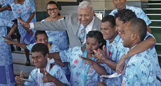 Prime Minister Voreqe Bainimarama took out time from Parliament to meet with Fiji Special Olympic athletes on April 1, 2019. Photo: Ronald Kumar.