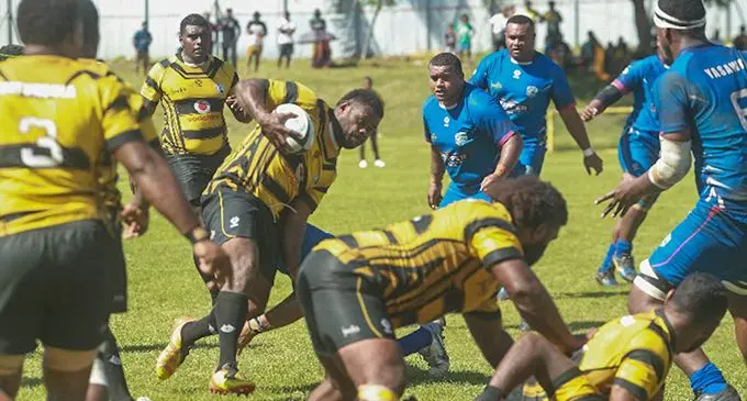 Vatukoula forwards on attack against Yasawa at Garvey Park, Tavua, on May 11, 2024. Photo: FRU Media 