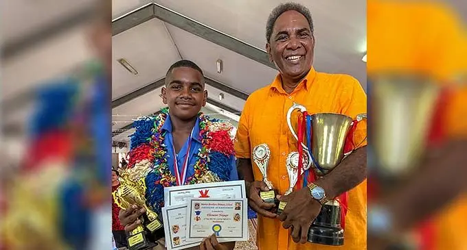 Ebenezer Nayago(left) and his grandfather Atunaisa Nayago at Marist Brothers Primary School on Friday 2nd, 2022. Photos: Viliame Tawanakoro