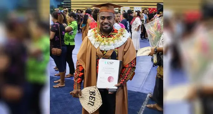 Peni Matanisiga after the USP graduation ceremony at the Vodafone Arena on March 31, 2023. Photo: Josefa Babitu