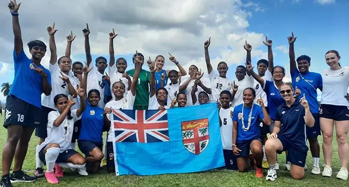 Digicel Fiji U15 girls footballers and officials in Ba after confirming their spot in the final. Photo: Fiji FA Media 