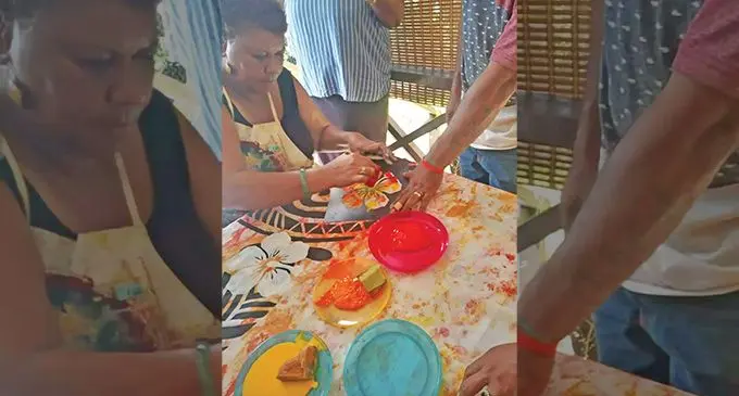 Renowned local and international fabric artist, Angie Rakai Niumataiwalu, during an earlier workshop