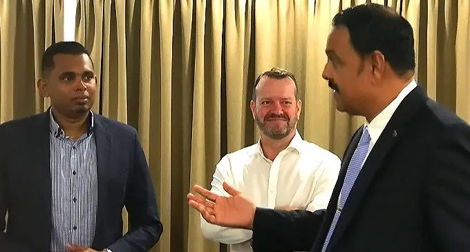 Investment Fiji Chief Executive Officer, Kamal Chetty, Fiji Revenue and Customs Service Chief Executive Officer, and New Zealand Fiji Business Council President, Chandra Sen, during the trade mission in Suva on June 20, 22. Photo: Frederica Elbourne