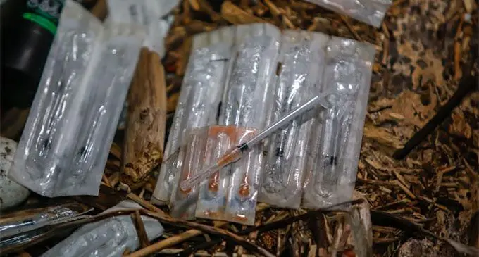 Syringes washed ashore at Rifle Range, Vatuwaqa. Photo: Pita Simpson