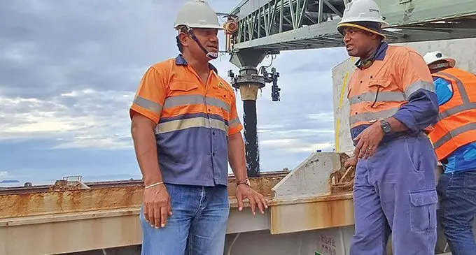 Amex Resources general manager Alifereti Tuidravuni (left) recently reported a boost in staff morale as production picked up.