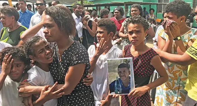 Tears flowed as family and friends arrived in numbers to bid farewell to Ratu Navula College student Mosese Kubunavanua at Navoci in Nadi on April 26, 2019. Photo: Waisea Nasokia