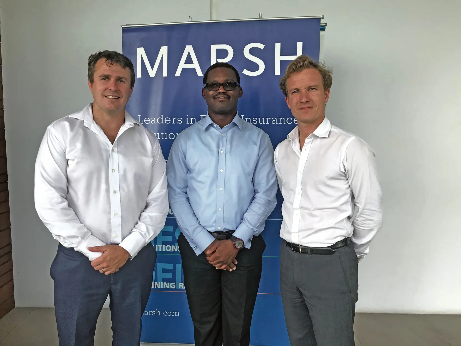 From left: Marsh Fiji Chairman Marcus Pearson, senior consultant Tunde Fasheun and managaing director Frederic Boles at the Global risks report and cyber crime conference at the Grand Pacific Hotel on Tuesday, February 20, 2018 Photo: Joseva Veibataki