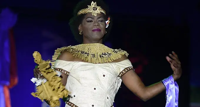 2016 Vodafone Hibiscus Adi Senikau contestant, Miss Ranadi Kaiviti on stage on Friday night. Photo: RONALD KUMAR.