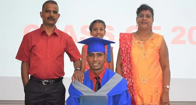 Krishneel Kumar with his Family at the FNU graduation ceremony yesterday.