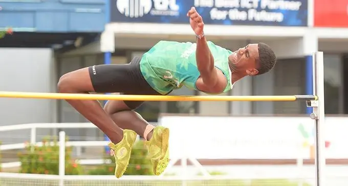 Maleli Nauvasi of Queen Victoria School cleared the bar at 1.85metres during the inter-boys high jump finals at the ANZ Stadium on May 11, 2022. Photo: Ronald Kumar