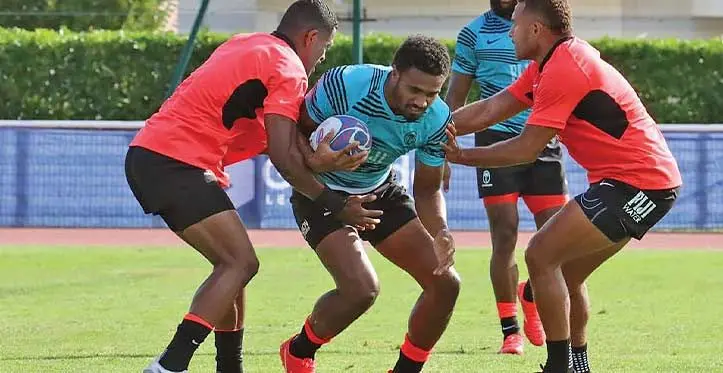 From left: Flying Fijians Jiuta Wainiqolo, Iosefo Masi (with ball), Peni Matawalu and Teti Tela. Photo: FRU Media