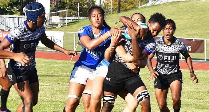 Fiji Airways Fijiana XVs Ema Adivitaloga on attack against Samoa in the Oceania Rugby Womens Championship at  Churchill Park, Lautoka on November 22, 2019.  Photo:: Waisea Nasokia