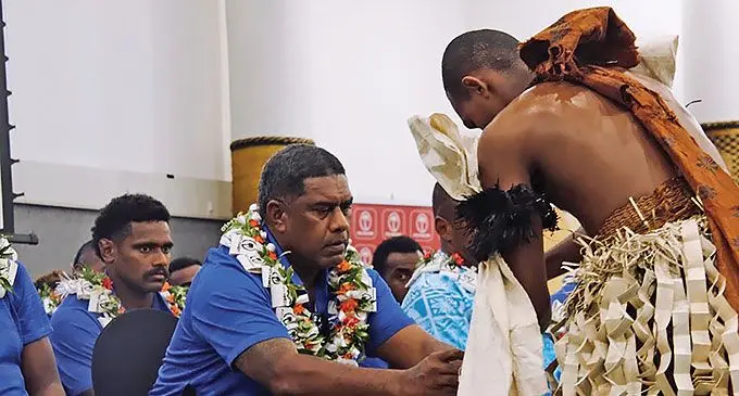 Fiji women’s rugby sevens coach Saiasi Fuli during the welcoming ceremony at the Tanoa International Hotel in Nadi on August 4, 2024. Fuli is intending to resign and focus on fifteens rugby. Photo: FRU Media