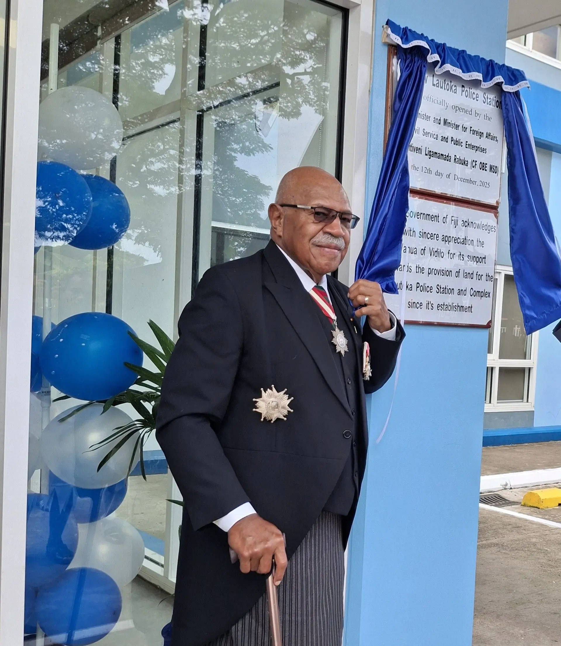 Prime Minister Sitiveni Rabuka during the opening of the Lautoka Police Station on December 12, 2025.