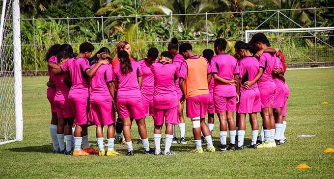 Digicel Fiji Women Under-19 players before their training session at the Fiji FA Academy in Suva on July 3, 2023. Photo: Josua Burebua