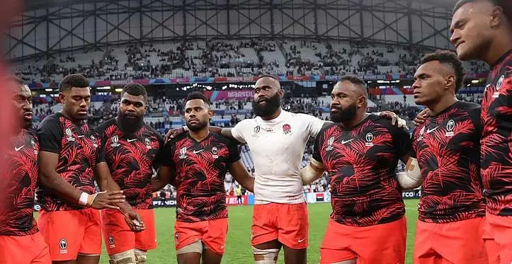Flying Fijians hurdle after their quarter-final loss against England 24-30 on October 16, 2023 in France. Photo: FRU Media