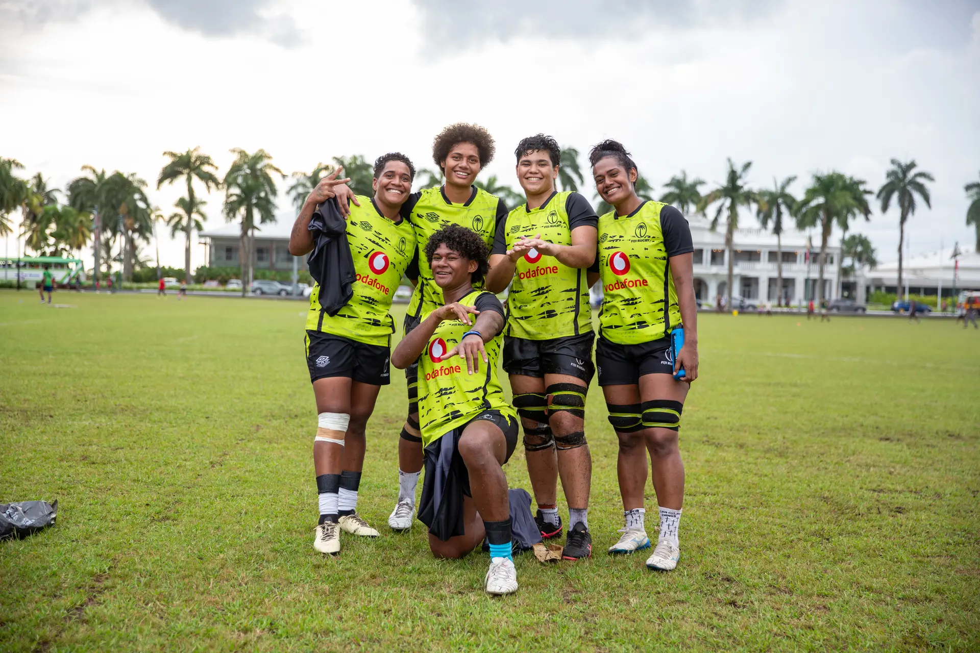 Vodafone Fijiana XV players from left: Litiana Vueti, Alfreda Fisher, Carletta Yee, Adi Salaseini Railumu and Merewarita Neivoha