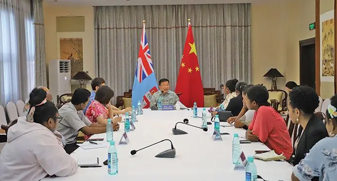 Chinese Ambassador Zhou Jian with members of the media earlier this week.