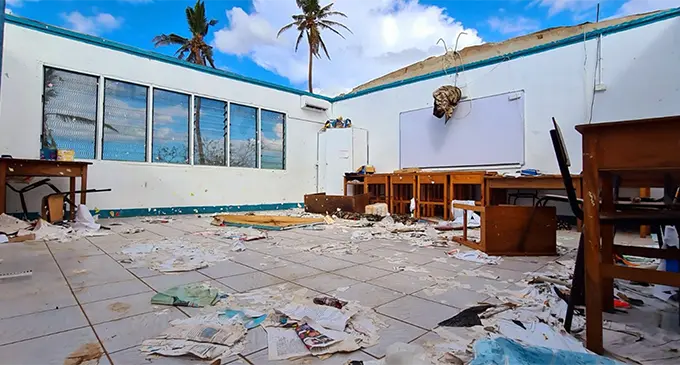 Thirty-two schools in the North damaged by Cyclone Yasa are listed as top priority. Photo: DEPTFO News
