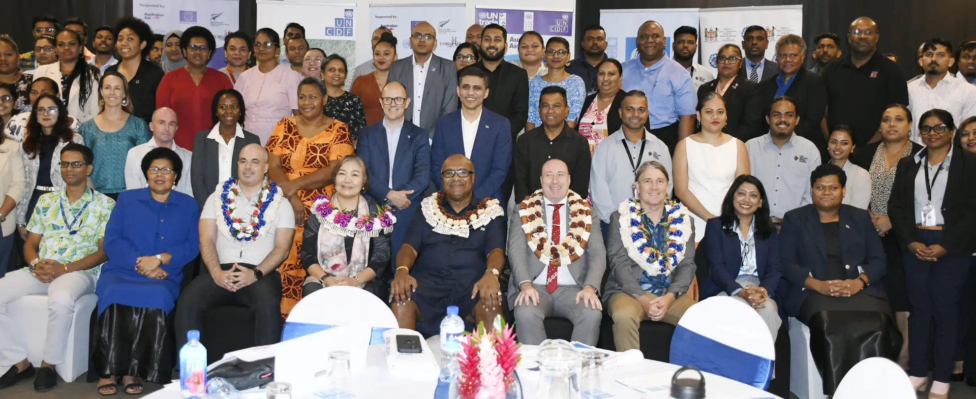 Deputy Prime Minister and Minister for Trade Manoa Kamikamica , Australian High Commissioner to Fiji Peter Roberts and participants during National Anti-Scam awareness week at Grand Pacific Hotel in Suva on October 6, 2025. 