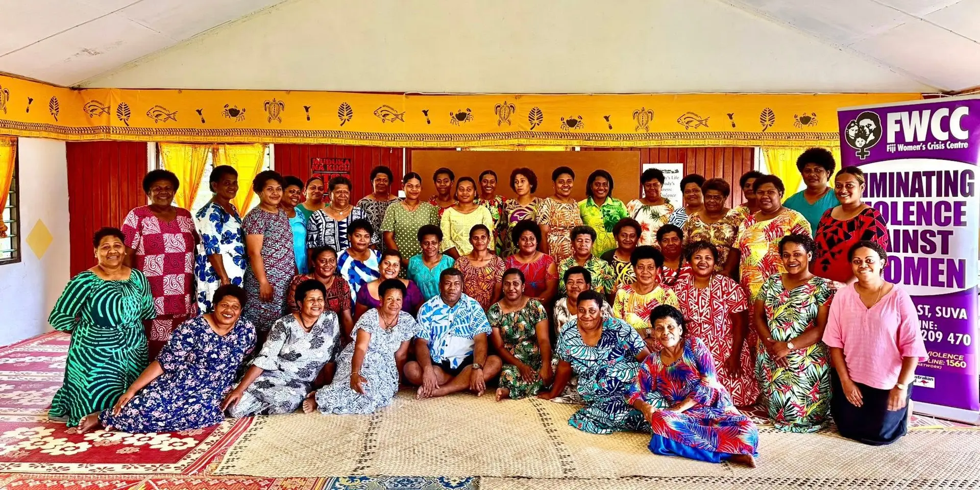 Women from Tikina Sawau gather at Naiseuseu Village Hall on Beqa Island for intensive training led by the Fiji Women’s Crisis Centre, marking the launch of the 16 Days of Activism campaign against violence.