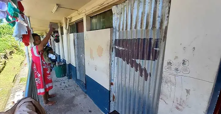 One of the two flats at Nabua Public Rental Board Block 5 that has been closed due to cracks on floor on June 22, 2023. Photo: Ronald Kumar
