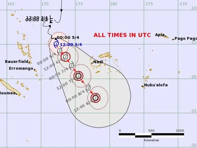TC Vaianu expected to intensify to Category 3, warnings remain in force
