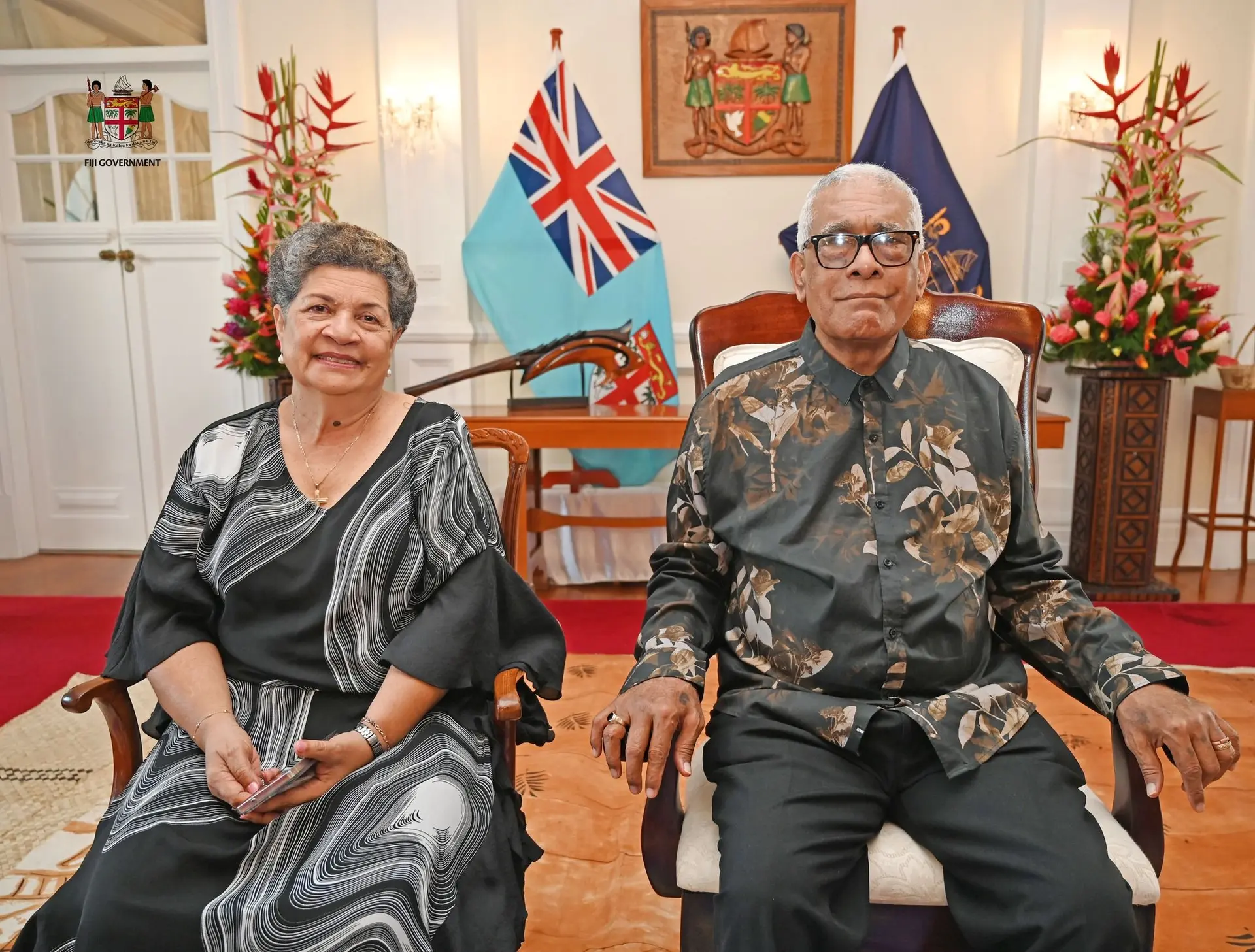 President Ratu Naiqama Lalabalavu with First Lady Emily Lalabalavu on December 23, 2025.